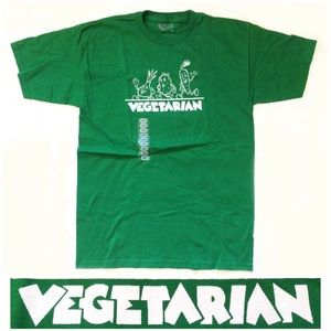 Retro Vegetarian Green T-shirt Tee Cute Vegetables